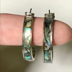 Sterling Silver & Abalone Shell Hoop Earrings!